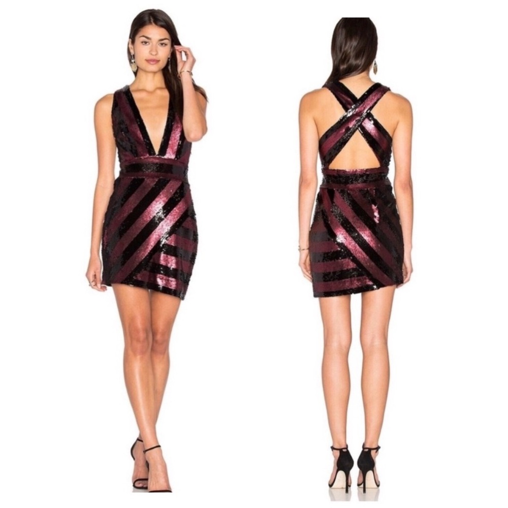 Milly Red and Black Open Back Sequin Dress 4